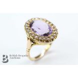 9ct Yellow Gold Amethyst and Pearl Ring