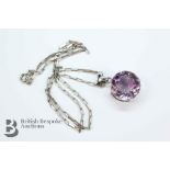 9ct White Gold and Amethyst Pendant