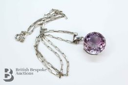 9ct White Gold and Amethyst Pendant