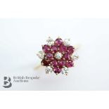 Vintage 14ct Ruby and White Stone Ring