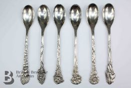 Set of Six Georg Nilsson Dutch Flower Spoons