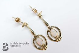 9ct Yellow Gold Opal Drop Earrings