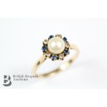 Vintage 9ct Gold Sapphire and Pearl Ring