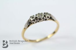 18ct Yellow Gold Platinum and Diamond Ring