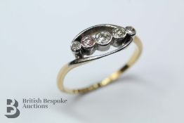 18ct Yellow Gold, Platinum and Diamond Ring