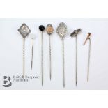 Miscellaneous Silver Headed Tie Pins