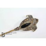 Art Deco Yellow Gold Rose-cut Diamond and Jet Stick Pin