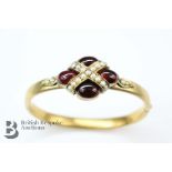 Antique Yellow Gold Cabachon Garnet and Pearl Bangle