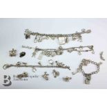 Four Silver Charm Bracelets