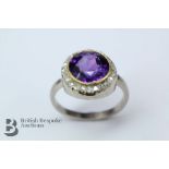 High Carat Gold Diamond and Amethyst Ring