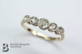 18ct Yellow Gold, Platinum and Diamond Ring