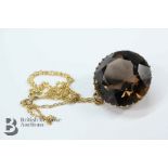 9ct Yellow Gold Smoky Quartz Pendant and Chain