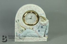 Lladro Pierrot Minstrel Mantel Clock