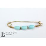 18ct Yellow Gold Turquoise Brooch