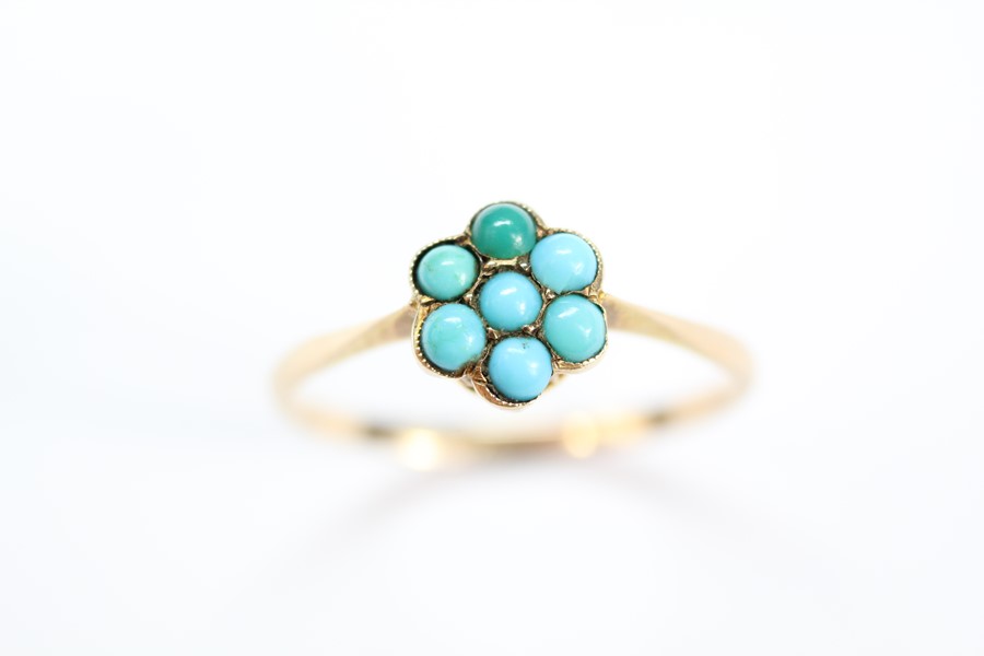 Vintage 9ct Turquoise Cluster Ring