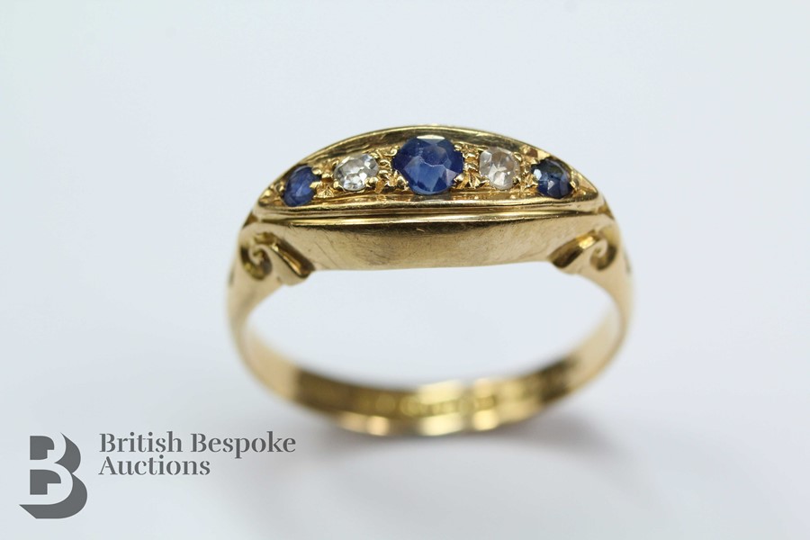 Antique 18ct Sapphire and Diamond Ring - Image 3 of 4