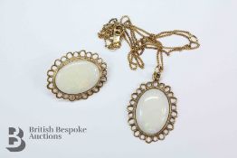 9ct Yellow Gold and Opal Pendant and Brooch