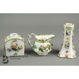 Three Floral Encrusted Porcelain