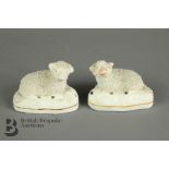 Two 19th Century Staffordshire Sheep Figurines