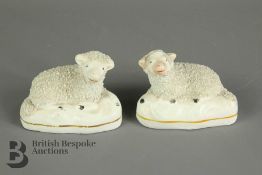 Two 19th Century Staffordshire Sheep Figurines