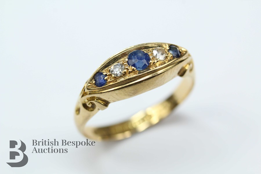Antique 18ct Sapphire and Diamond Ring - Image 4 of 4