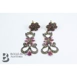 14ct Yellow Gold Ruby and Diamond Cluster Earrings