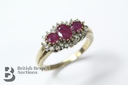 9ct Yellow Gold Ruby and Diamond Ring