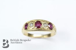 Antique 18ct Yellow Gold, Ruby and Diamond Ring