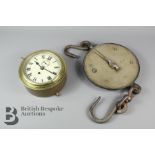 Brass Marine Clock and Salter Scales