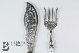 Fine Pair of Victorian Silver Engraved Fish Servers