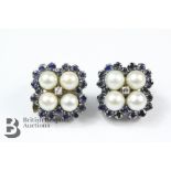 Pair of 18ct White Gold Sapphire and Diamond Earrings