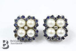 Pair of 18ct White Gold Sapphire and Diamond Earrings