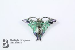 Silver and Plique a Jour Butterfly Brooch