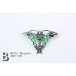 Silver and Plique a Jour Butterfly Brooch