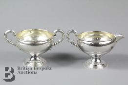 An American Silver Sugar Bowl and Milk Jug