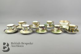 Nine Noritake Tea Cups and Saucers