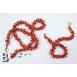 Antique Coral Necklace and Bracelet