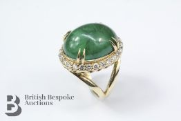 Exquisite 18.2ct Cabochon Emerald and Diamond Ring