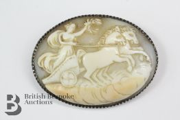 Silver and Natural Shell Cameo Brooch