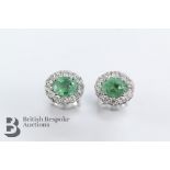 Pair of 18ct White Gold Emerald and Diamond Stud Earrings