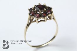 9ct Yellow Gold Garnet Cluster Ring