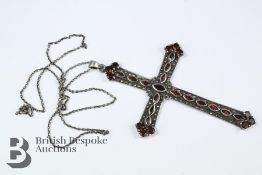 Silver and Tourmaline Cross Necklace