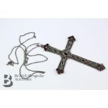 Silver and Tourmaline Cross Necklace