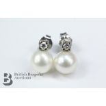 18ct White Gold Pearl and Diamond Earrings