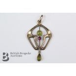 9ct Ruby and Peridot Suffragette Pendant