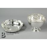 Small Silver Rose Bowl With Silver Bonbon Dish