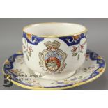 Late 19th century Faience Armorial Cup and Saucer
