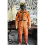 A vintage 1961 orange Coveralls men's summer flying suit dated 18th January 1961 size 40 long,