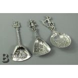 Three Continental Silver Caddy Spoons