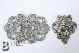 Silver and Buckle and White Metal Brooch